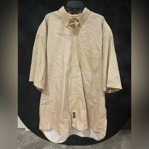 VTG BD BAGGIES Checkered Yellow Blue Button-Up Shirt 100% Cotton 1XL/Tall